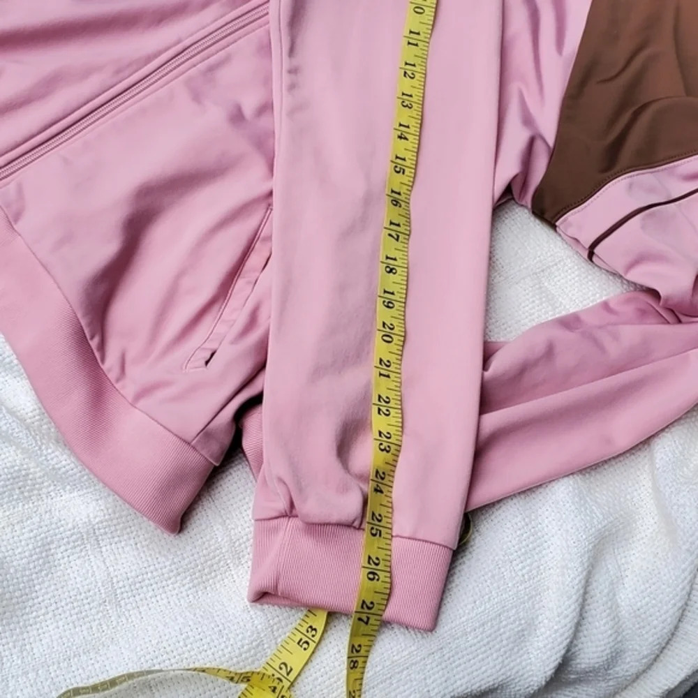 Puma Pink Brown Zip Up Track Jacket Athletic Y2K Retro Women’s L XL - Picture 7 of 9